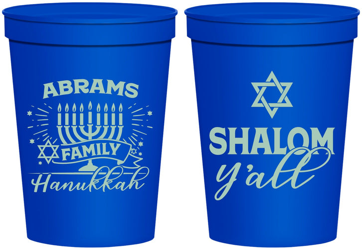 Personalized Hanukkah 16 oz Stadium Cups - Shalom | 270014