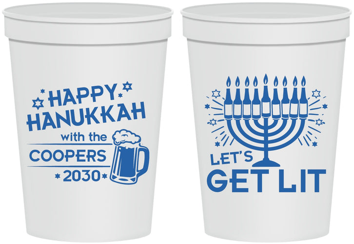 Personalized Hanukkah 16 oz Stadium Cups - Lets Get Lit | 270021