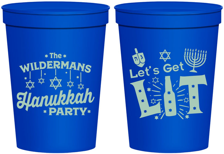 Personalized Hanukkah 16 oz Stadium Cups - Lets Get Lit | 270022