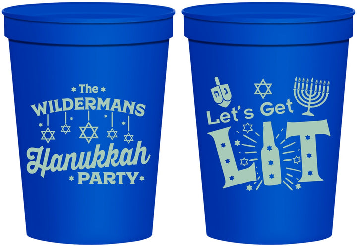 Personalized Hanukkah 16 oz Stadium Cups - Lets Get Lit | 270022
