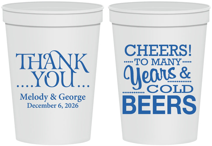 Personalized Wedding 16 oz Stadium Cups - Cheers Years Cold Beers | 271