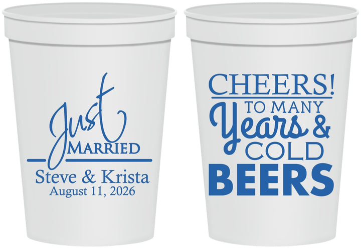 Personalized Wedding 16 oz Stadium Cups - Cheers Years Cold Beers | 274