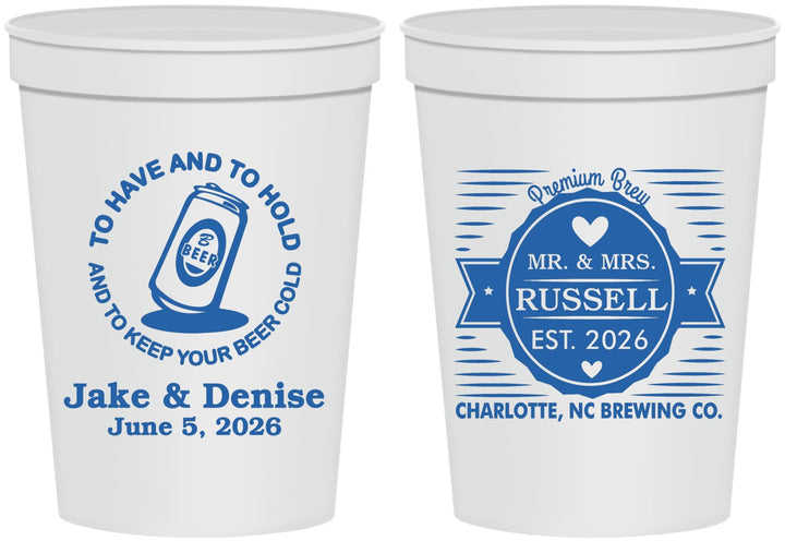 Personalized Wedding 16 oz Stadium Cups - To Have And To Hold | 279