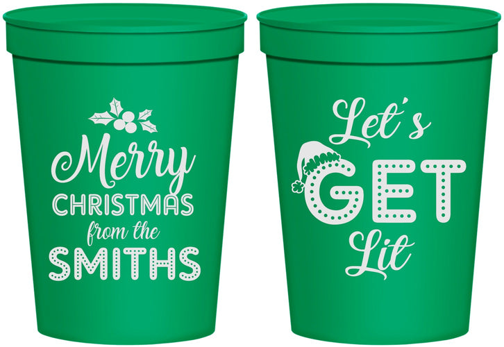 Personalized Christmas 16 oz Stadium Cups - Lets Get Lit | 280001