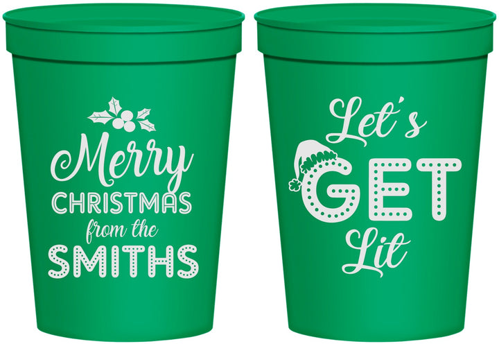 Personalized Christmas 16 oz Stadium Cups - Lets Get Lit | 280001