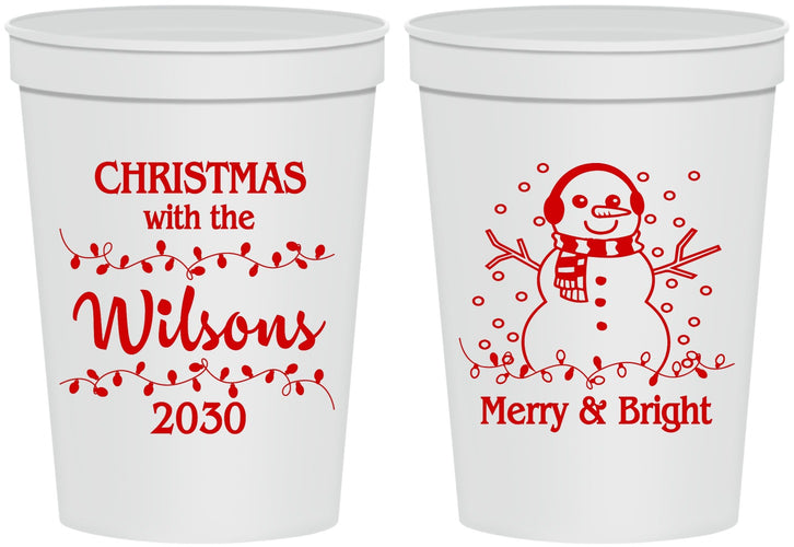 Personalized Christmas 16 oz Stadium Cups - Snowman | 280002