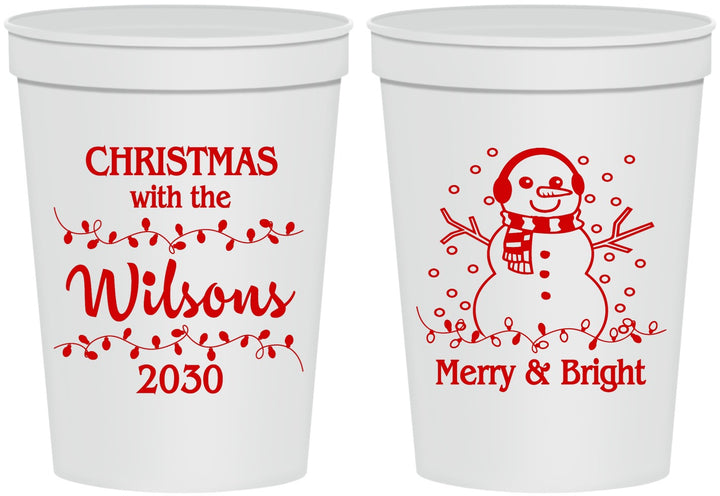 Personalized Christmas 16 oz Stadium Cups - Snowman | 280002