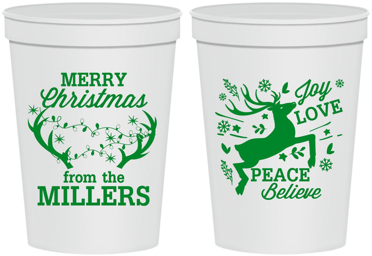 Personalized Christmas 16 oz Stadium Cups - Reindeer | 280003