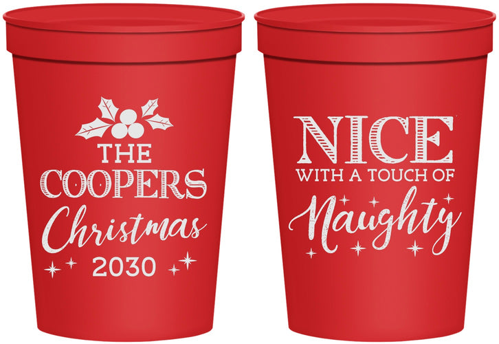 Personalized Christmas 16 oz Stadium Cups - Naughty Or Nice | 280008
