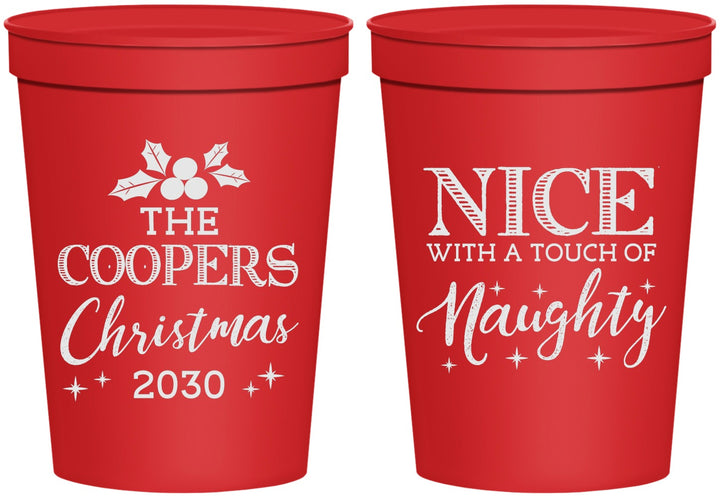 Personalized Christmas 16 oz Stadium Cups - Naughty Or Nice | 280008