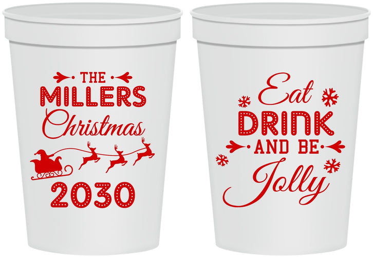 Personalized Christmas 16 oz Stadium Cups - Eat Drink And Be Jolly | 280010