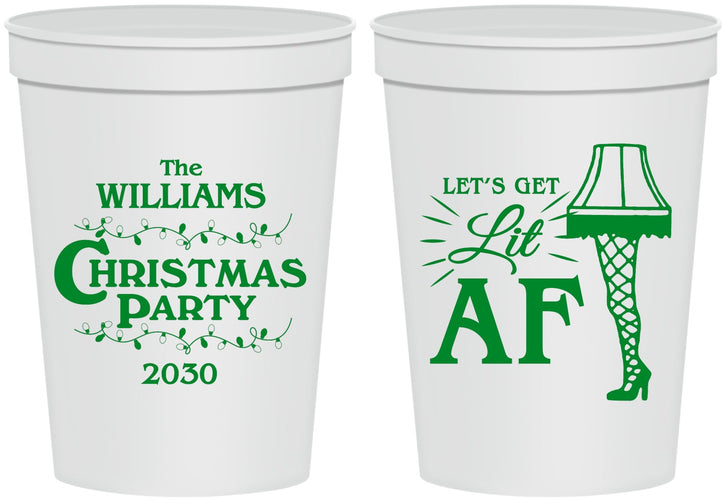 Personalized Christmas 16 oz Stadium Cups - Lit Af | 280011
