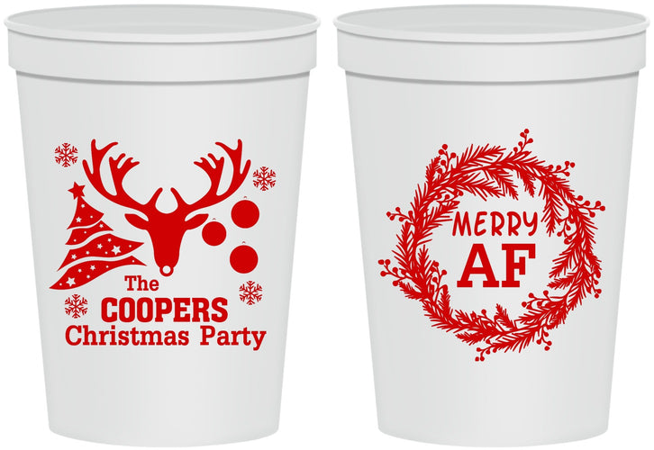 Personalized Christmas 16 oz Stadium Cups - Merry Af | 280014