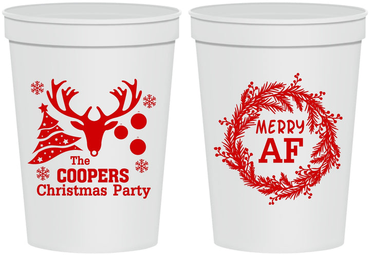 Personalized Christmas 16 oz Stadium Cups - Merry Af | 280014