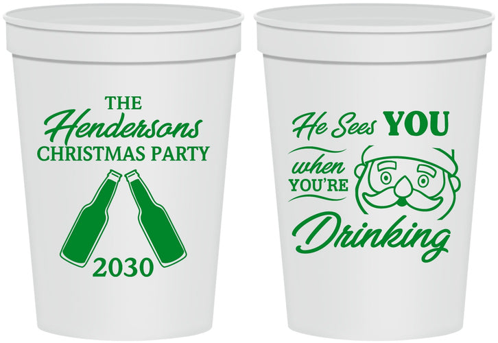 Personalized Christmas 16 oz Stadium Cups - Santa | 280015