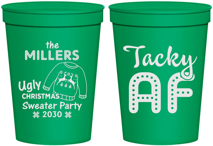 Personalized Christmas 16 oz Stadium Cups - Tacky Af | 280017