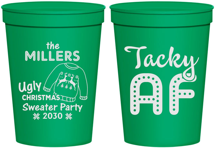 Personalized Christmas 16 oz Stadium Cups - Tacky Af | 280017