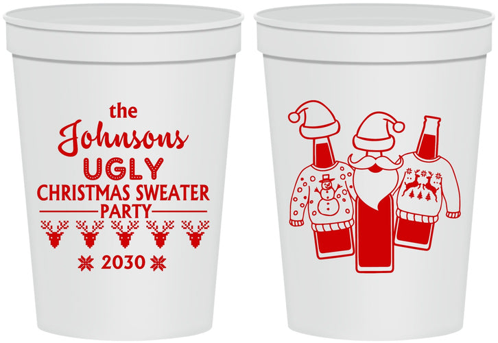 Personalized Christmas 16 oz Stadium Cups - Ugly Sweater | 280022