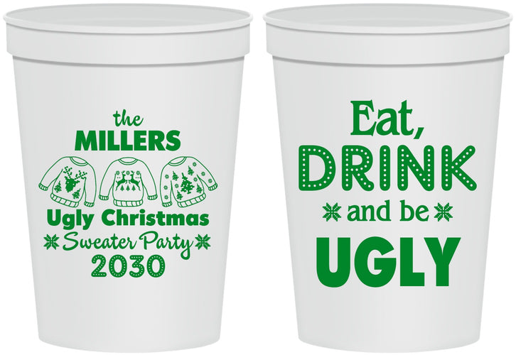 Personalized Christmas 16 oz Stadium Cups - Ugly Sweater | 280023