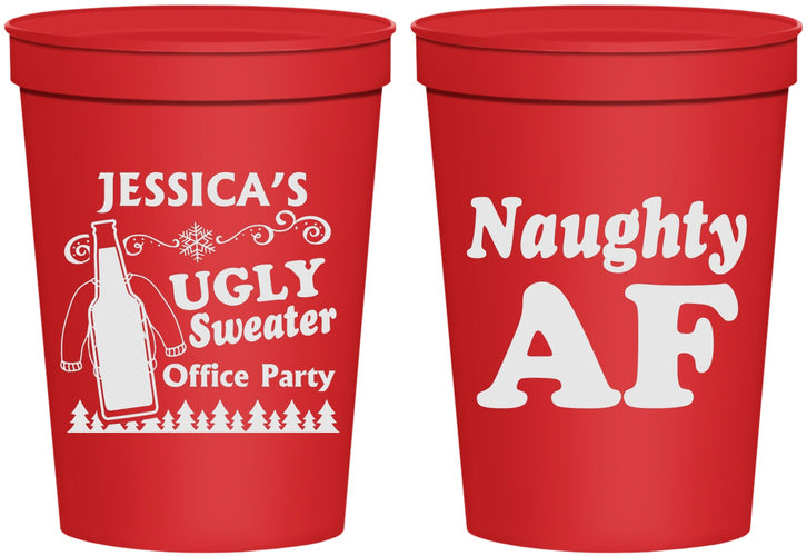 Personalized Christmas 16 oz Stadium Cups - Eat Drink Be Ugly | 280024