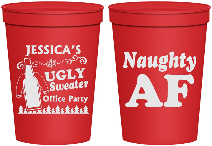 Personalized Christmas 16 oz Stadium Cups - Eat Drink Be Ugly | 280024