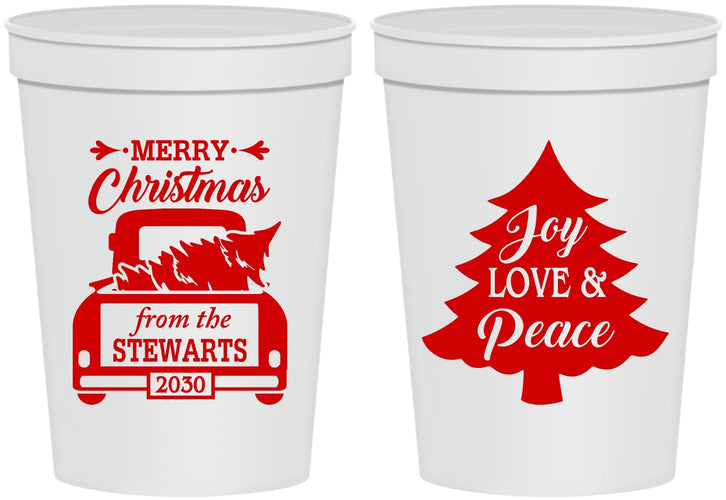 Personalized Christmas 16 oz Stadium Cups - Christmas Tree | 280026