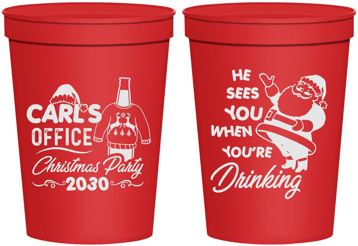 Personalized Christmas 16 oz Stadium Cups - Santa Claus | 280028