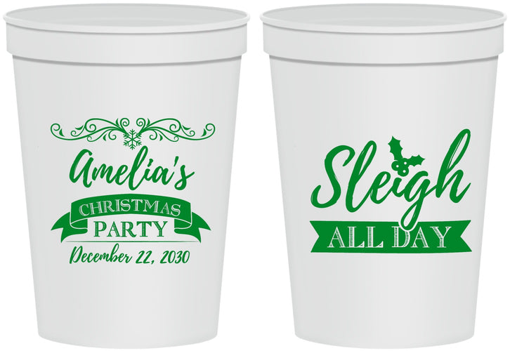 Personalized Christmas 16 oz Stadium Cups - Sleigh All Day | 280031