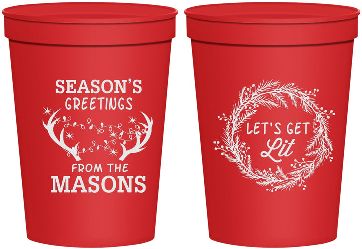 Personalized Christmas 16 oz Stadium Cups - Lets Get Lit | 280032