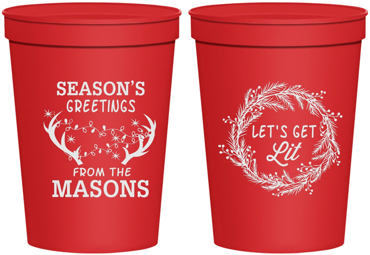 Personalized Christmas 16 oz Stadium Cups - Lets Get Lit | 280032