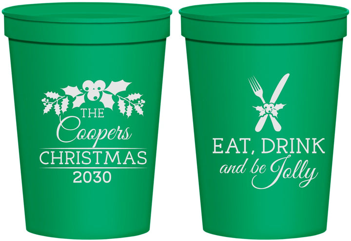 Personalized Christmas 16 oz Stadium Cups - Eat Drink And Be Jolly | 280033