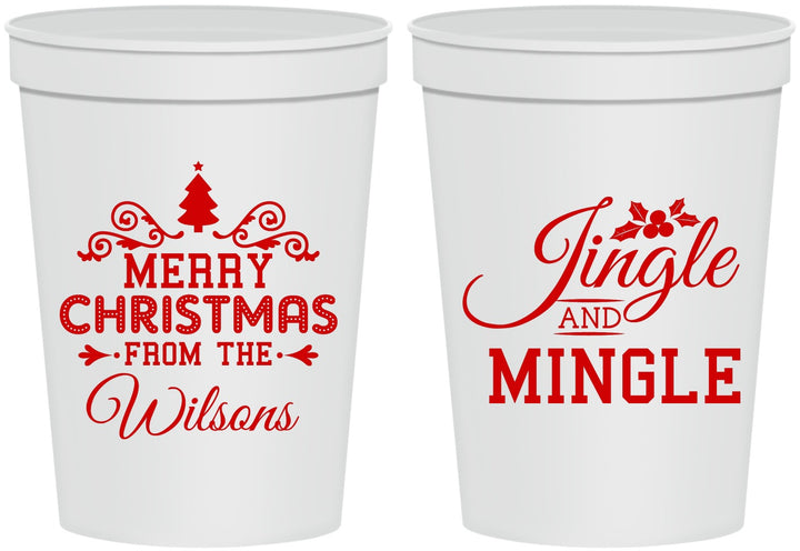 Personalized Christmas 16 oz Stadium Cups - Jingle And Mingle | 280034