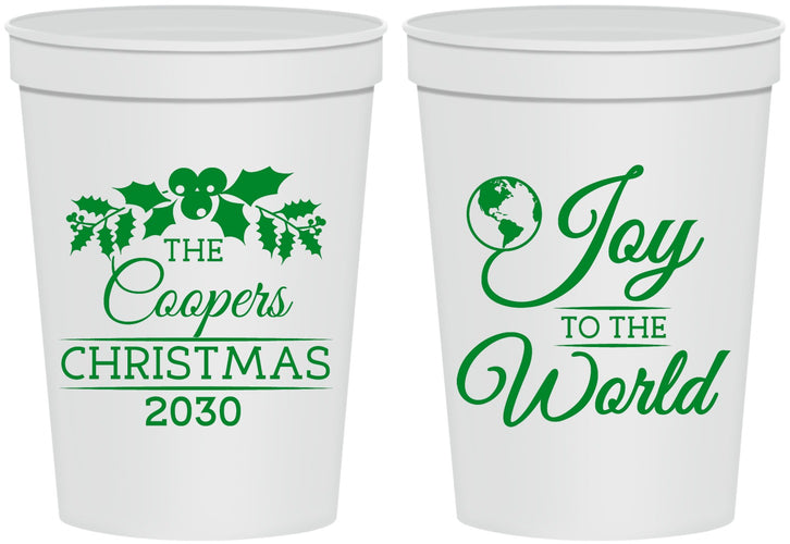 Personalized Christmas 16 oz Stadium Cups - Joy To The World | 280035