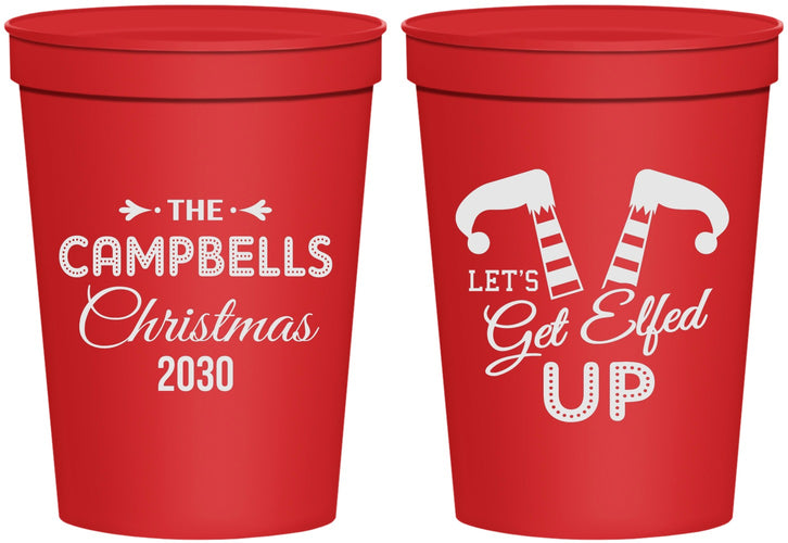 Personalized Christmas 16 oz Stadium Cups - Lets Get Elfed Up | 280036