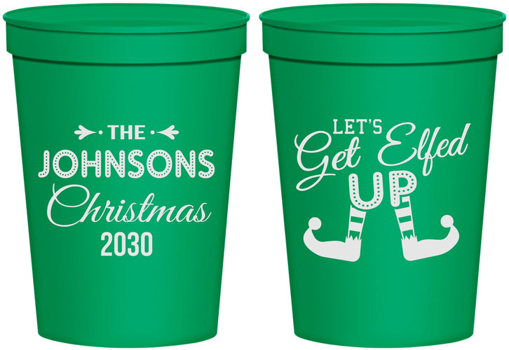 Personalized Christmas 16 oz Stadium Cups - Lets Get Elfed Up | 280037