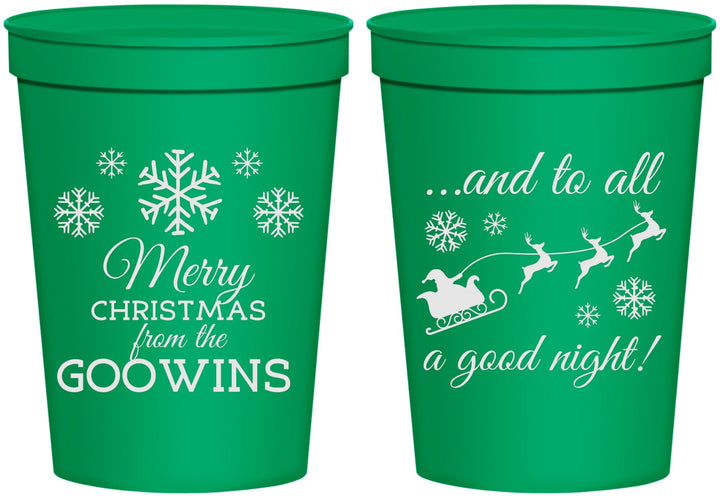 Personalized Christmas 16 oz Stadium Cups - To All A Good Night | 280041