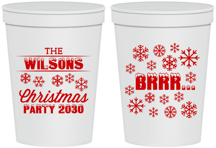 Personalized Christmas 16 oz Stadium Cups - Snowflakes | 280042