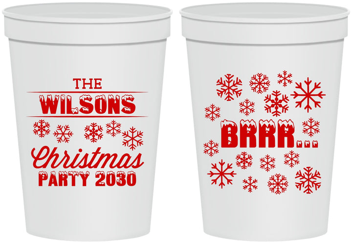 Personalized Christmas 16 oz Stadium Cups - Snowflakes | 280042