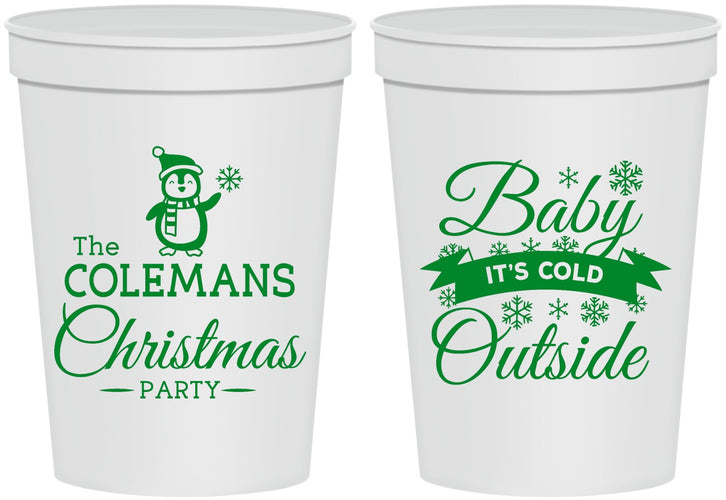 Personalized Christmas 16 oz Stadium Cups - Cold Outside | 280043