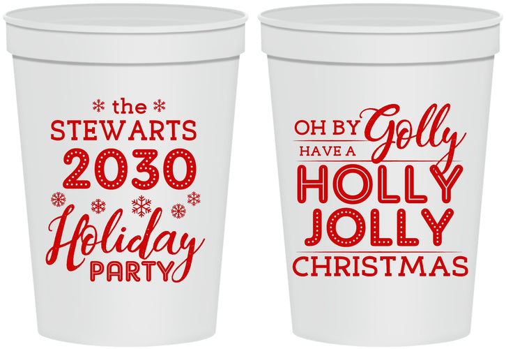 Personalized Christmas 16 oz Stadium Cups - Holly Jolly | 280046