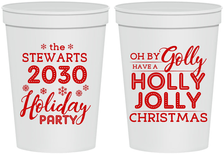 Personalized Christmas 16 oz Stadium Cups - Holly Jolly | 280046