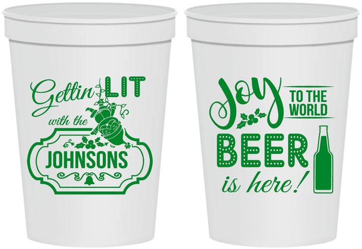 Personalized Christmas 16 oz Stadium Cups - Wine | 280055