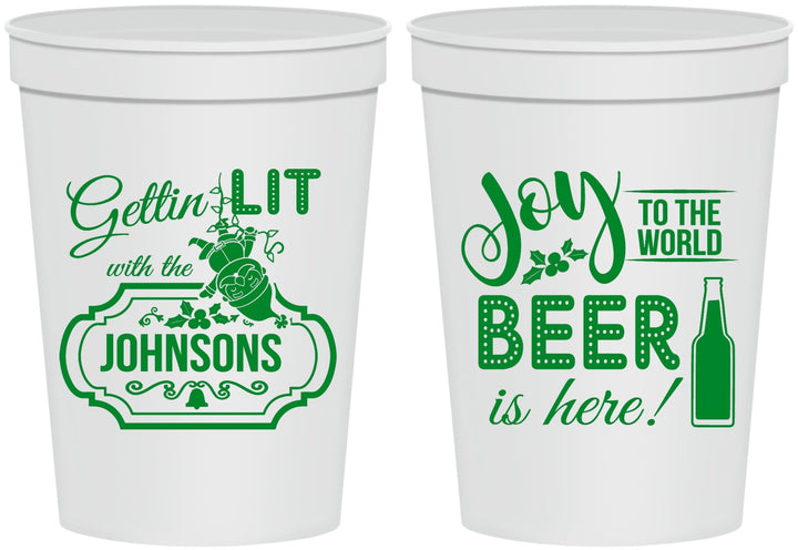 Personalized Christmas 16 oz Stadium Cups - Wine | 280055
