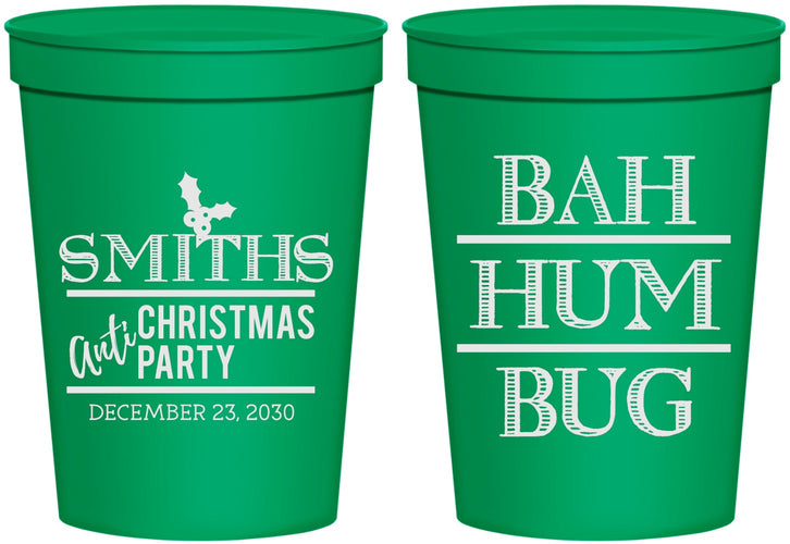 Personalized Christmas 16 oz Stadium Cups - Bah Hum Bug | 280057