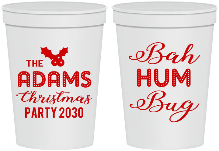 Personalized Christmas 16 oz Stadium Cups - Bah Hum Bug | 280058