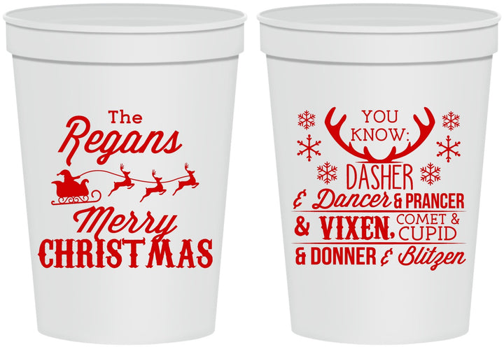 Personalized Christmas 16 oz Stadium Cups - Reindeer | 280062