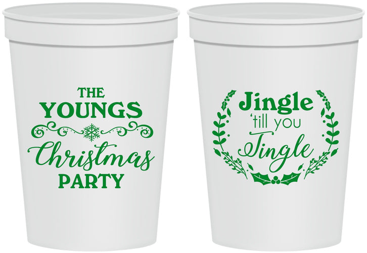Personalized Christmas 16 oz Stadium Cups - Jingle Til You Jingle | 280063