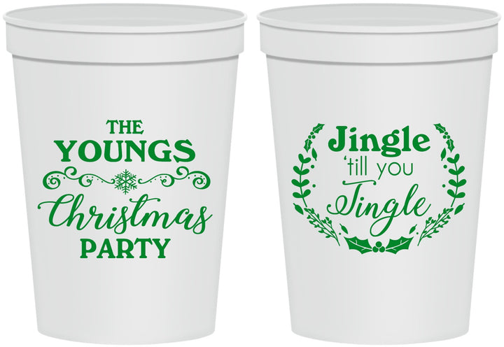 Personalized Christmas 16 oz Stadium Cups - Jingle Til You Jingle | 280063