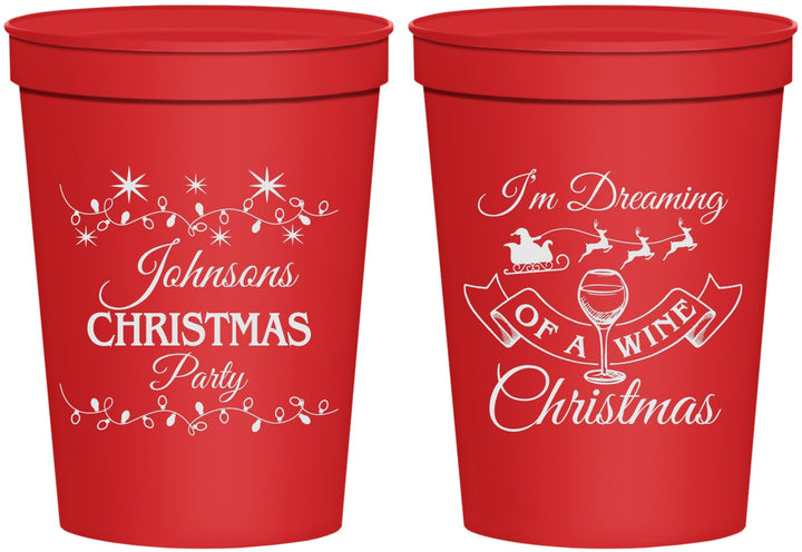 Personalized Christmas 16 oz Stadium Cups - Wine | 280068