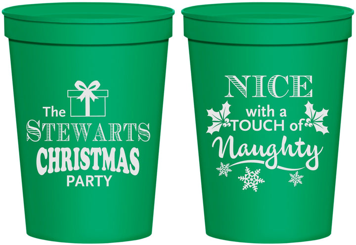 Personalized Christmas 16 oz Stadium Cups - Naughty Or Nice | 280069